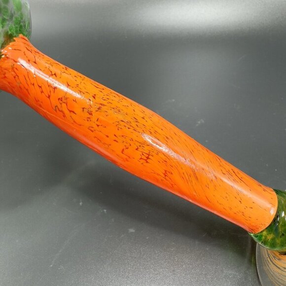 Vintage Bohemia Art Glass Cup Goblet Stem BarWare Multicolor Orange Green Stem - Picture 6 of 10